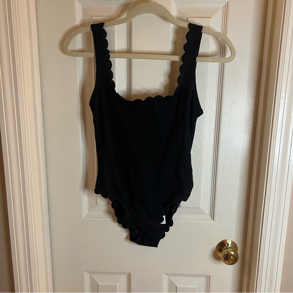 Black One Piece Scalloped MNG Swimsuit Small NWT